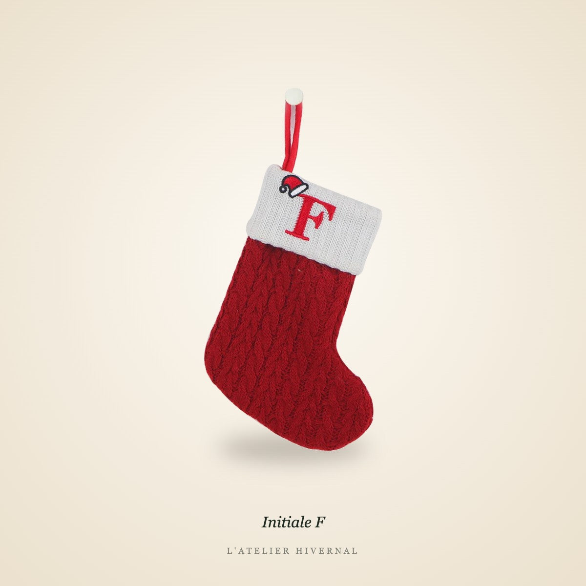 Mini-chaussette de Noël, Initiale F