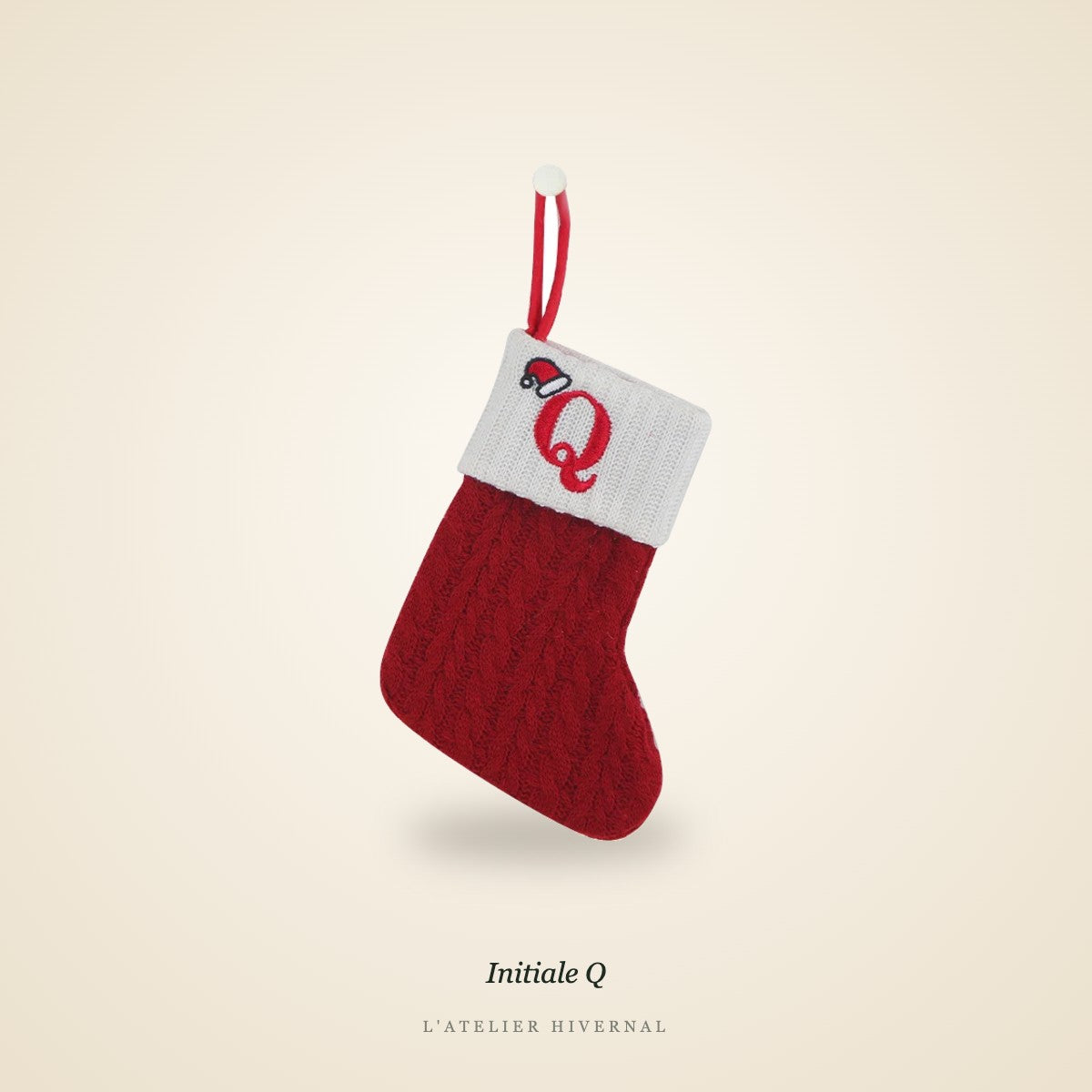 Mini-chaussette de Noël, Initiale Q