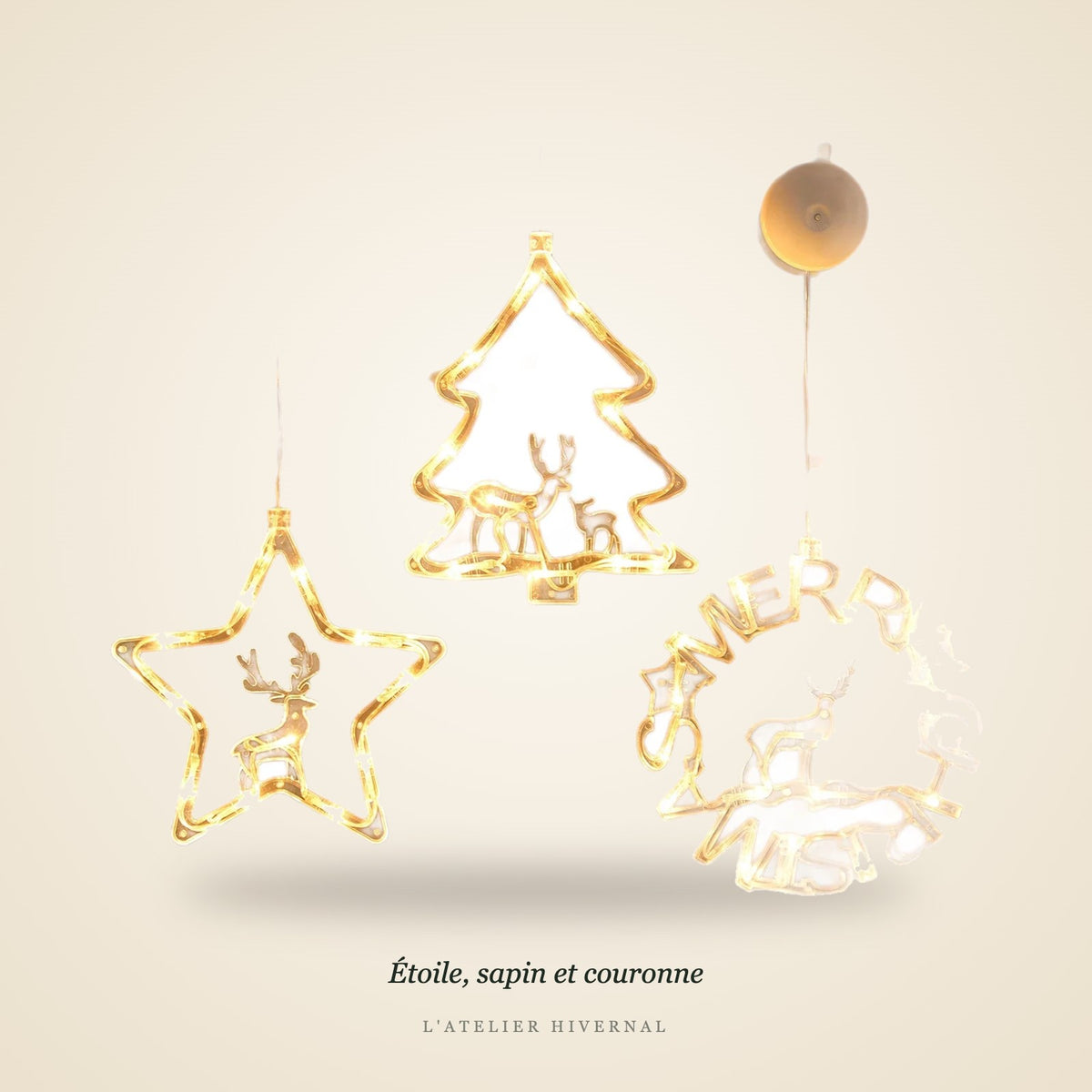 Lumières de fenêtre de Noël à ventouse
