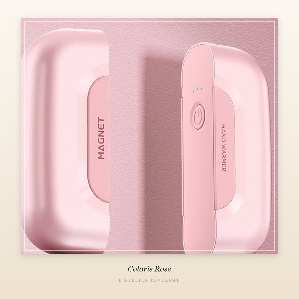 Chauffe-mains magnétique coloris rose